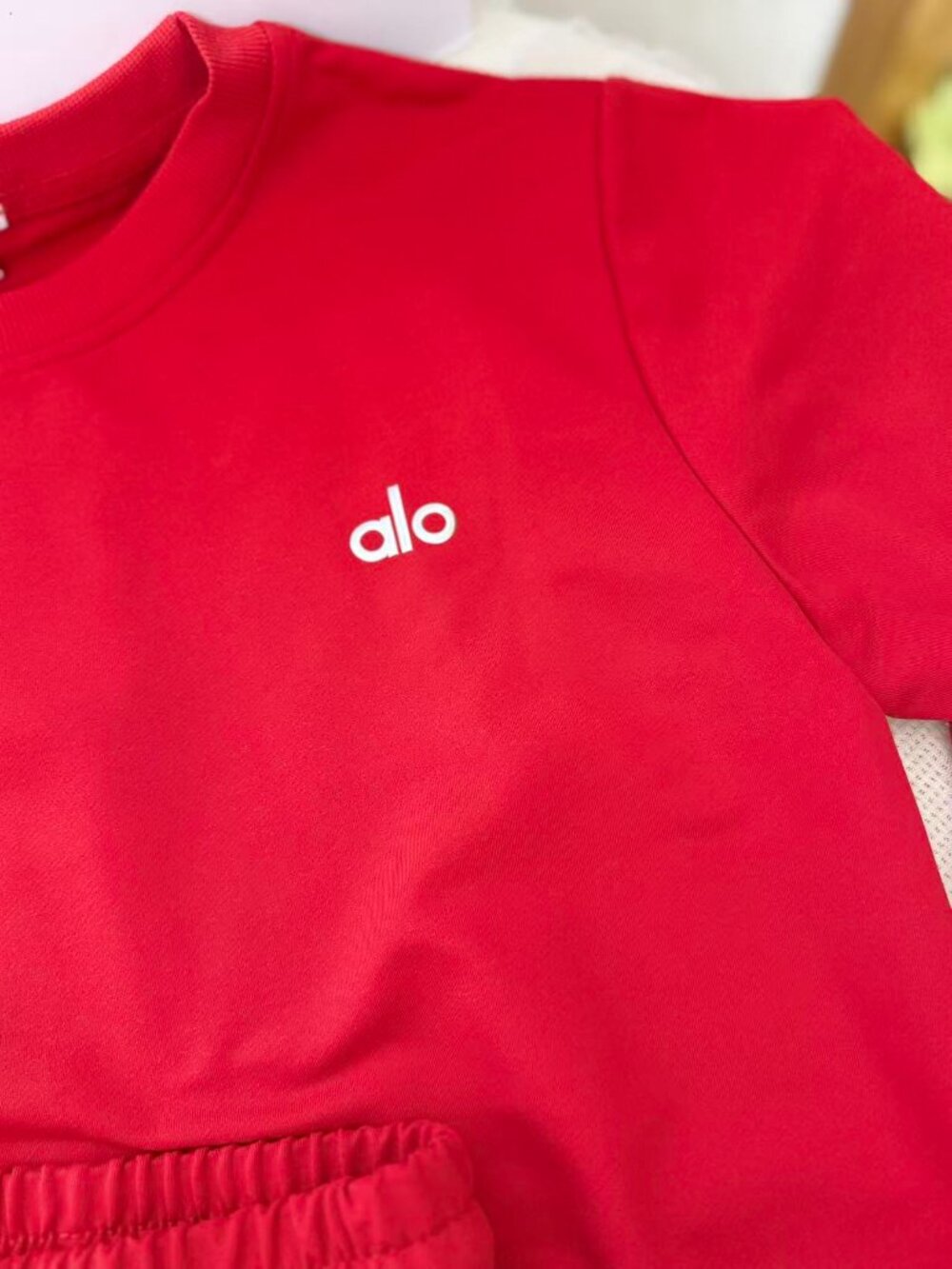 Alo Yoga Red Sweatshirt and Shorts Set, Size S. - Picture 2 of 4